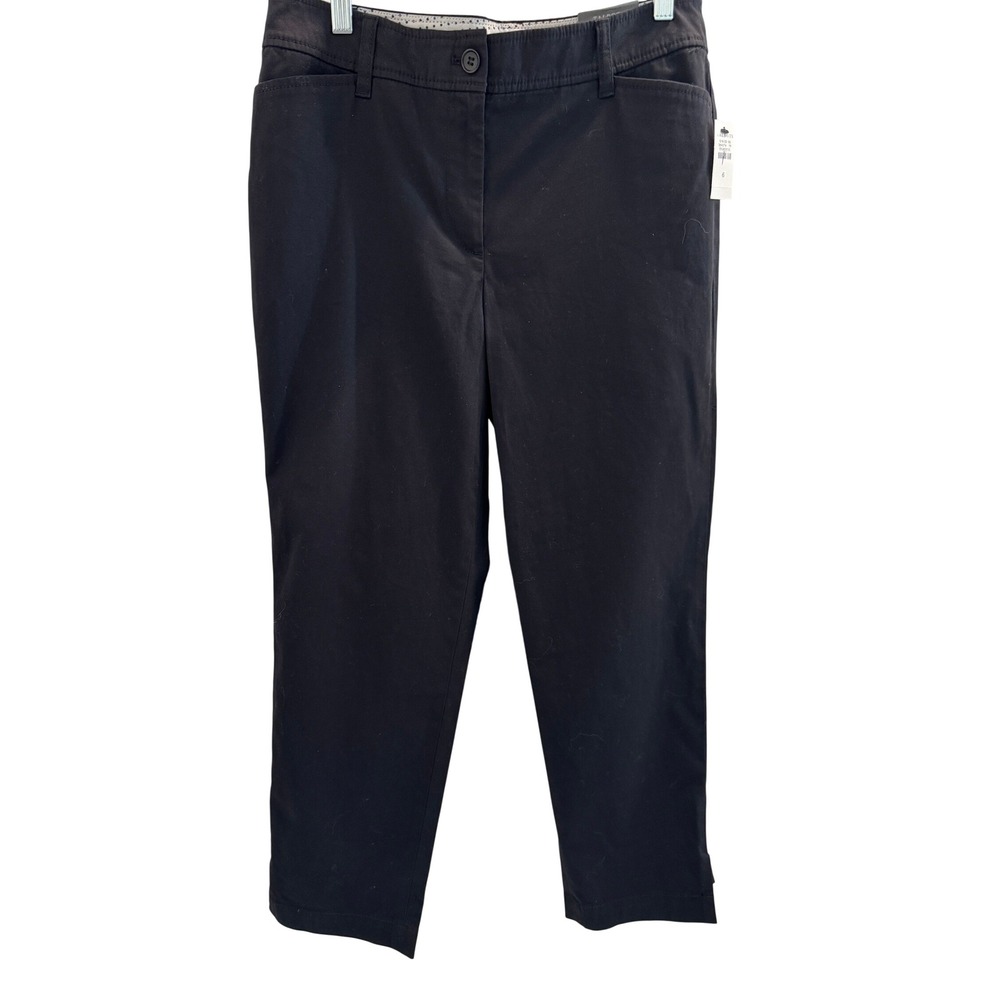 NWT Talbots Perfect Crop Pant Womens 6 Black Slim Leg At Waist Dress Pants